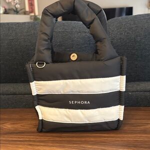 Sephora Black and White Quilted Cosmetic Bag